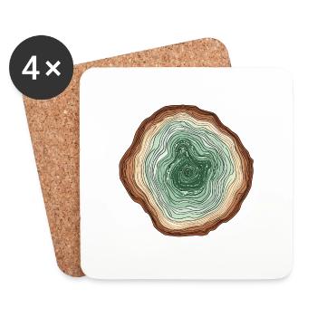Nature motif - colored tree slice - Coasters (set of 4) - white - Front