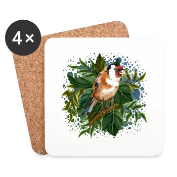Oiseau - Dessous de verre (lot de 4) - blanc - Devant