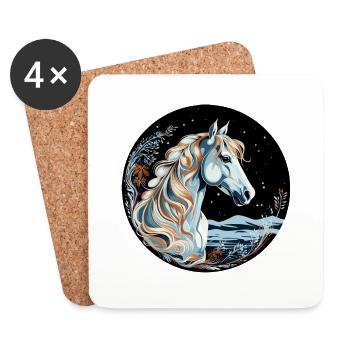 Pferd Winter - Untersetzer (4er-Set) - Weiß - Vorne