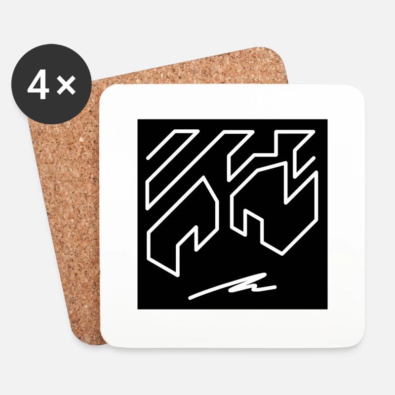 Illusion #18 auf schwarz - Untersetzer (4er-Set) - Weiß