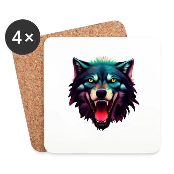 Wolf - Coasters (set of 4) - white - Front