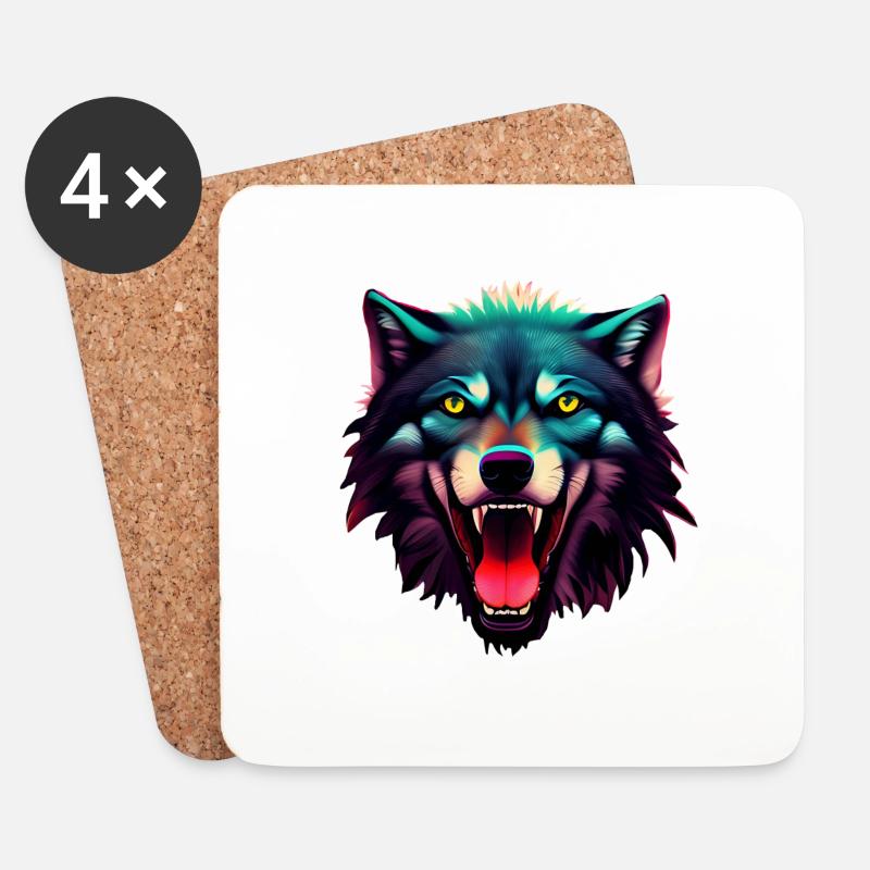 Wolf - Untersetzer (4er-Set) - Weiß