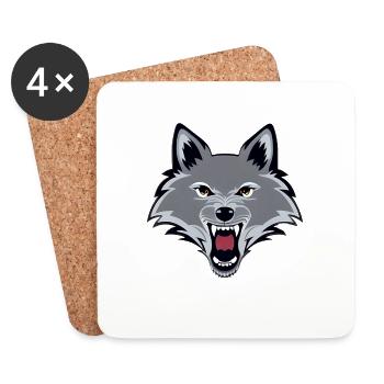 loup en colère - Dessous de verre (lot de 4) - blanc - Devant