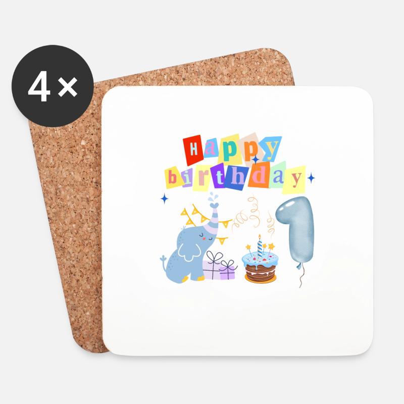 1. Geburtstag - Untersetzer (4er-Set) - Weiß