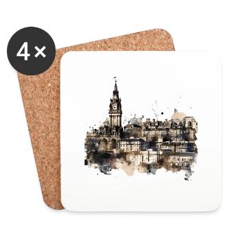 Édimbourg, la capitale de l’Écosse - Dessous de verre (lot de 4) - blanc - Devant