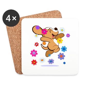 Happy Hippie Beagle - Untersetzer (4er-Set) - Weiß - Vorne