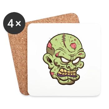 Wütender Zombiekopf - Untersetzer (4er-Set) - Weiß - Vorne