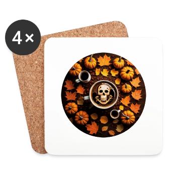 Halloween Coffee With Friends Pumpkins And Leaves - Coasters (set of 4) - white - Front