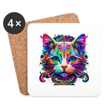colorful cat - Coasters (set of 4) - white - Front