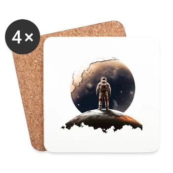 Grandioses Universum: Kontemplativer Astronaut - Untersetzer (4er-Set) - Weiß - Vorne