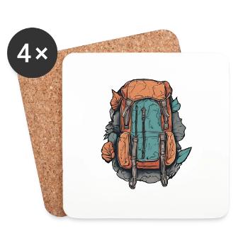 Sac à dos / Plein air / Voyage / Aventure / Randonnée - Dessous de verre (lot de 4) - blanc - Devant