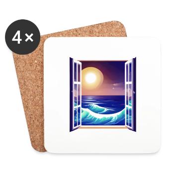 Sommerurlaub Strand Sonne Palme Palmen Insel - Untersetzer (4er-Set) - Weiß - Vorne