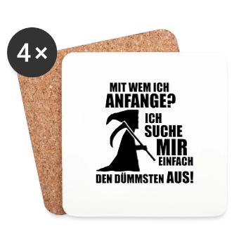SENSENMANN - HALLOWEEN - REAPER - Untersetzer (4er-Set) - Weiß - Vorne