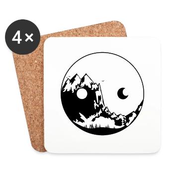 YIN YANG MOUNTAIN Cottagecore and Goblincore - Coasters (set of 4) - white - Front
