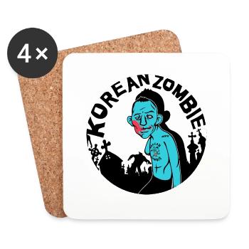 Zombies coréens Horreur Halloween Cadavre de morts - Dessous de verre (lot de 4) - blanc - Devant