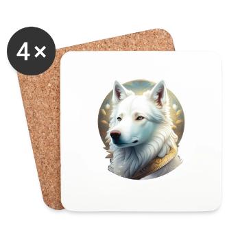 Weisser Schäferhund Portrait Art Avantgarde - Untersetzer (4er-Set) - Weiß - Vorne