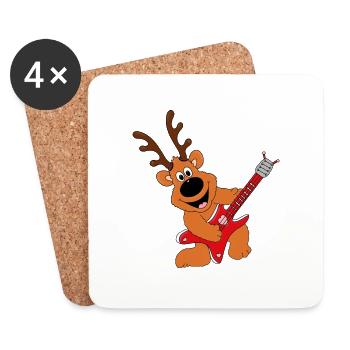 GITARRE - MUSIK - MUSIKER - BAND - REH - RENTIER - Untersetzer (4er-Set) - Weiß - Vorne