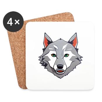 Wolf - Untersetzer (4er-Set) - Weiß - Vorne