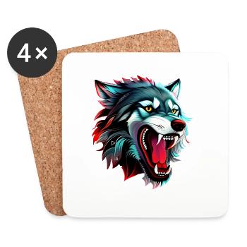 Wolf - Untersetzer (4er-Set) - Weiß - Vorne