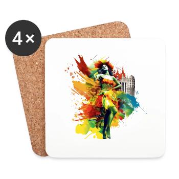 Les défilés de samba à Rio de Janeiro sont célèbres - Dessous de verre (lot de 4) - blanc - Devant