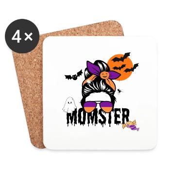 Momster - Halloween Mom Shirt mit Spinne & Geist - Untersetzer (4er-Set) - Weiß - Vorne