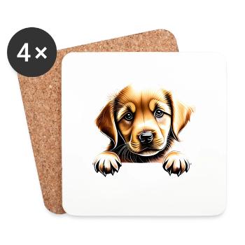 Hundewelpe Hunde Golden Retriever Hundebesitzer - Untersetzer (4er-Set) - Weiß - Vorne