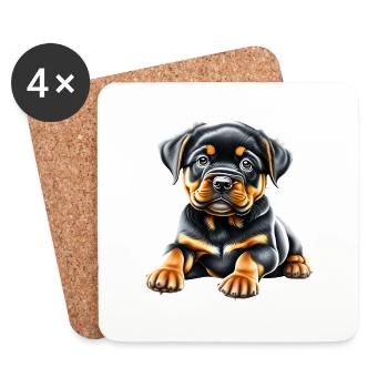 Rottweiler chiot chien Rottweiler chiot chiens - Dessous de verre (lot de 4) - blanc - Devant