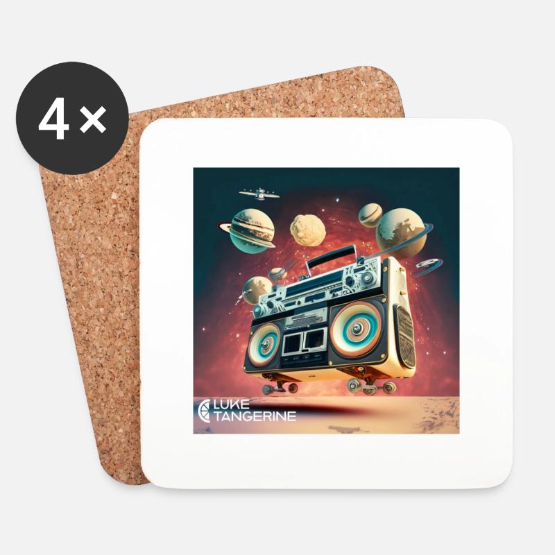 Space Boombox - Untersetzer (4er-Set) - Weiß