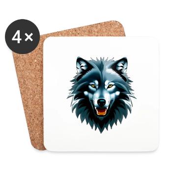 Wolf - Untersetzer (4er-Set) - Weiß - Vorne