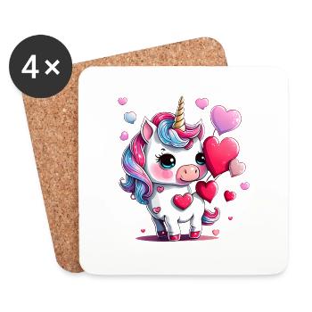 Licorne Fille Licornes Licorne Animal Mythique - Dessous de verre (lot de 4) - blanc - Devant