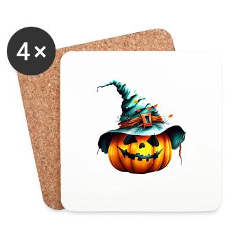 Halloween Pumpkin Costume Cadeau Costume de citrouille - Dessous de verre (lot de 4) - blanc - Devant