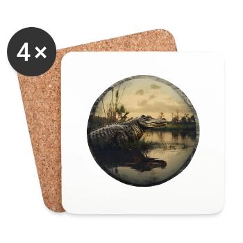A big alligator in the Everglade - Coasters (set of 4) - white - Front