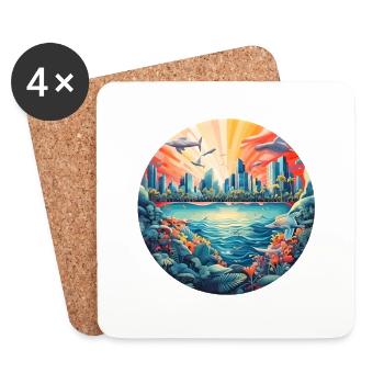 A city on the water - Coasters (set of 4) - white - Front