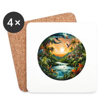 A river in the tropics at sunset - Coasters (set of 4) - white - Front