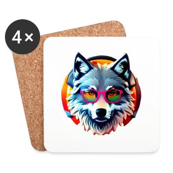 wolf - Coasters (set of 4) - white - Front