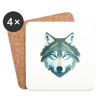 loup - Dessous de verre (lot de 4) - blanc - Devant