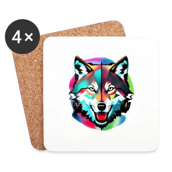Colorful Wolf - Coasters (set of 4) - white - Front