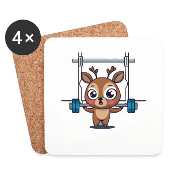 Fitness Reh Süß - Untersetzer (4er-Set) - Weiß - Vorne