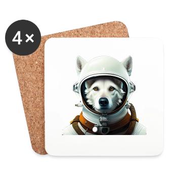 Weißer Schäferhund als Astronaut - Untersetzer (4er-Set) - Weiß - Vorne