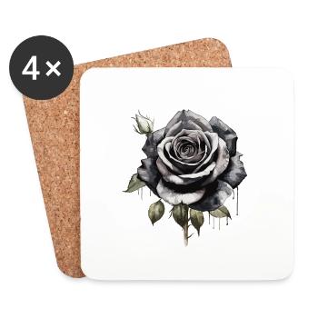 Rose im Watercolor Stil - Untersetzer (4er-Set) - Weiß - Vorne