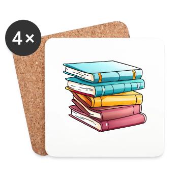 Buch Lesen Bücher Geschenk Leser Buchliebhaber - Untersetzer (4er-Set) - Weiß - Vorne