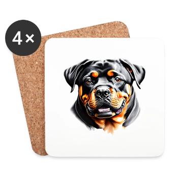 Rottweiler Dog Puppy Rottweiler Puppy Dogs - Coasters (set of 4) - white - Front