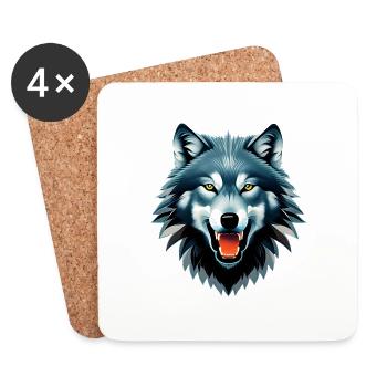 Wolf - Untersetzer (4er-Set) - Weiß - Vorne