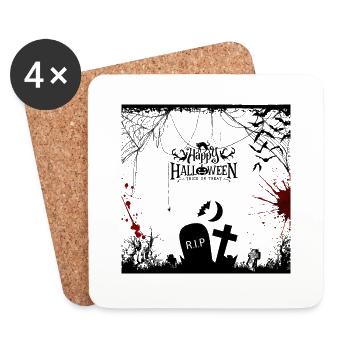 Halloween RIP Grusel Friedhof Blut - Untersetzer (4er-Set) - Weiß - Vorne