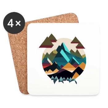 Mondes de montagne colorés - Dessous de verre (lot de 4) - blanc - Devant
