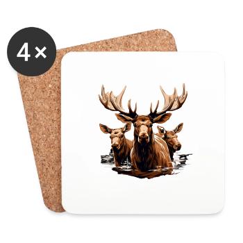 Friendly Canadian moose in the water - Coasters (set of 4) - white - Front