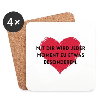 Mit dir wird jeder Moment zu etwas Besonderem - Untersetzer (4er-Set) - Weiß - Vorne