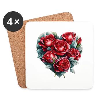 Liebe Verlobung Muttertag Valentinstag Hochzeit - Untersetzer (4er-Set) - Weiß - Vorne
