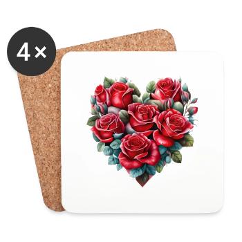 Saint-Valentin, Amour, Fiançailles, Fête des mères, Mariage - Dessous de verre (lot de 4) - blanc - Devant