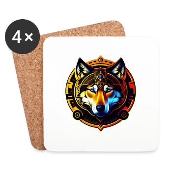 Wolf - Untersetzer (4er-Set) - Weiß - Vorne